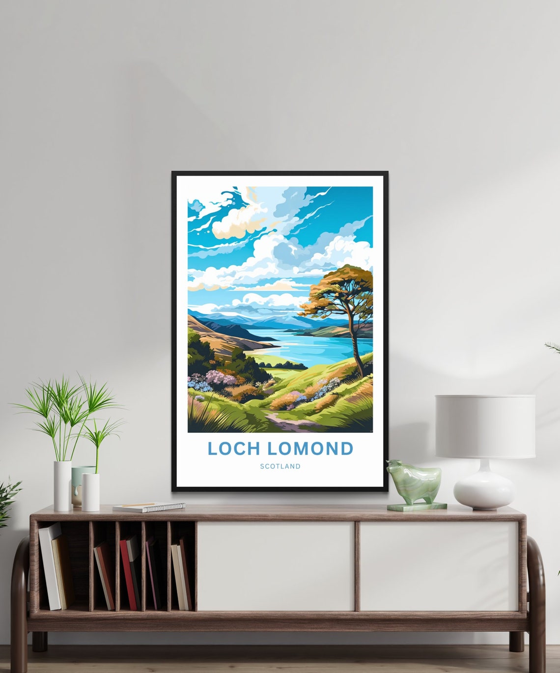 Loch Lomond Scotland Rolling Hills Personalized Travel Poster - Image 3