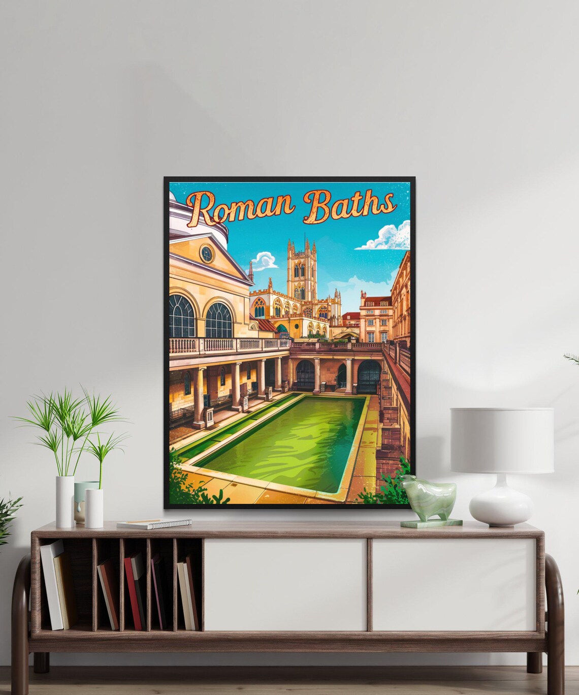 Roman Baths England Great Bath Vintage Retro Style Travel Poster - Image 2