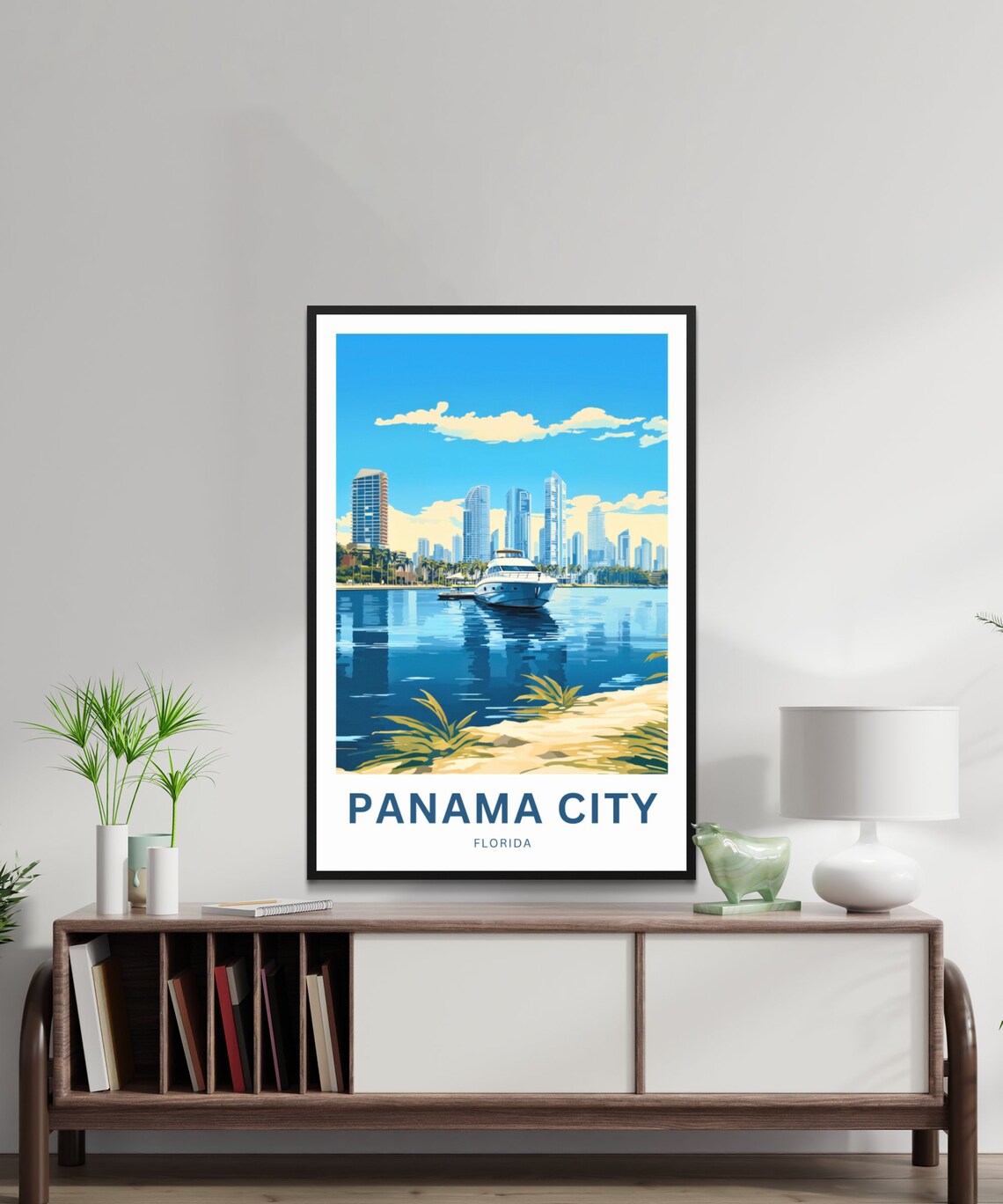 Panama City Florida Marina Skyline Yacht Harbor Travel Poster - Image 2