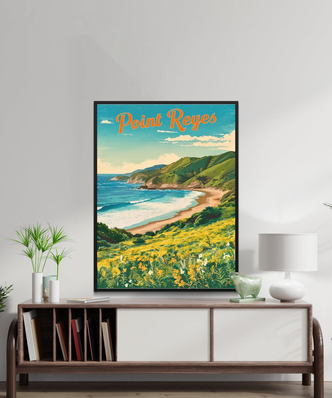 Point Reyes California Vintage Coast Poster Cliffs Wildflower Meadow - Image 3