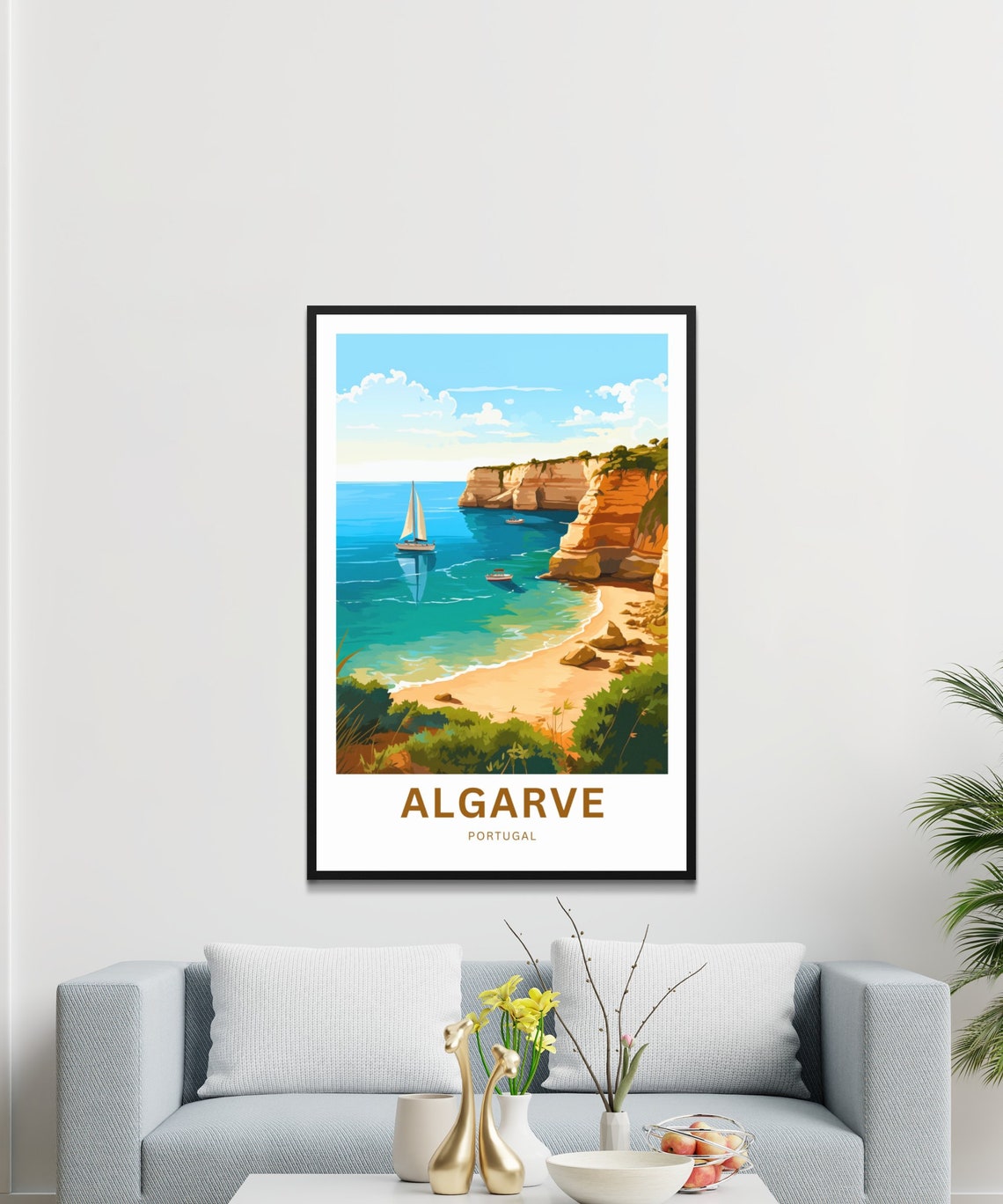 Personalized Algarve Portugal Golden Cliff Beach Coastal Poster - Image 3