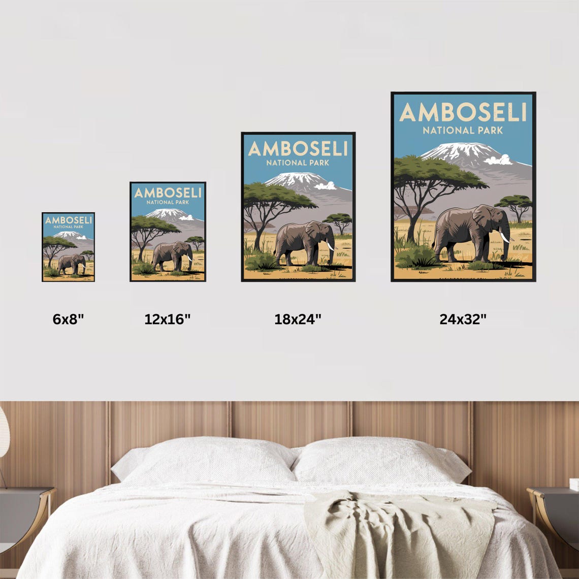 Amboseli National Park Vintage Elephant Kilimanjaro Safari Poster - Image 2