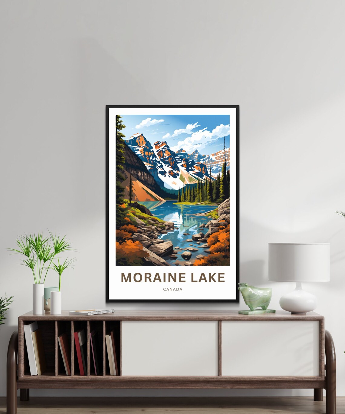 Personalized Moraine Lake Canada Rocky Shore Custom Travel Poster - Image 2