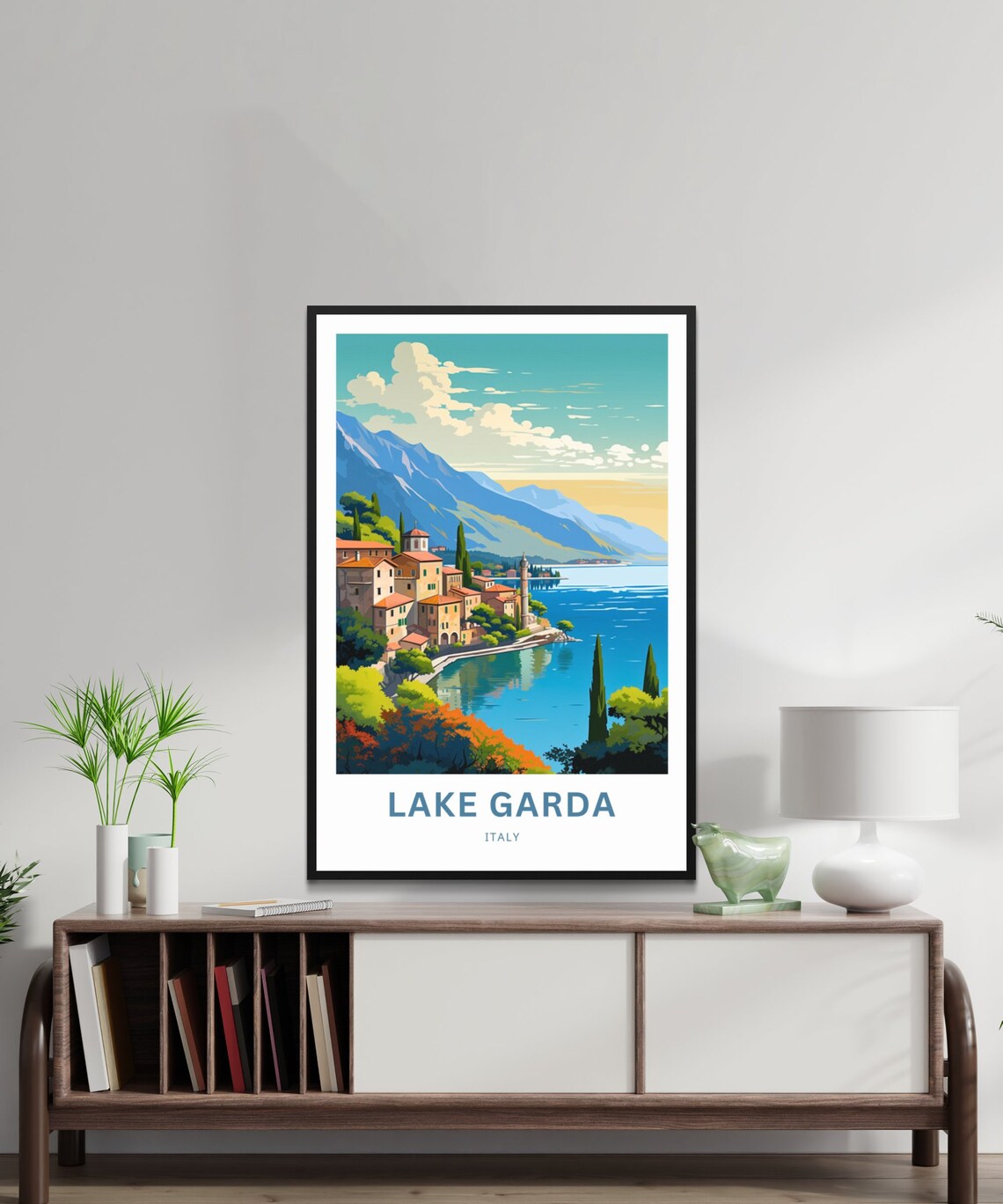 Personalized Lake Garda Italy Lakeside Village Custom Travel Poster - Image 2