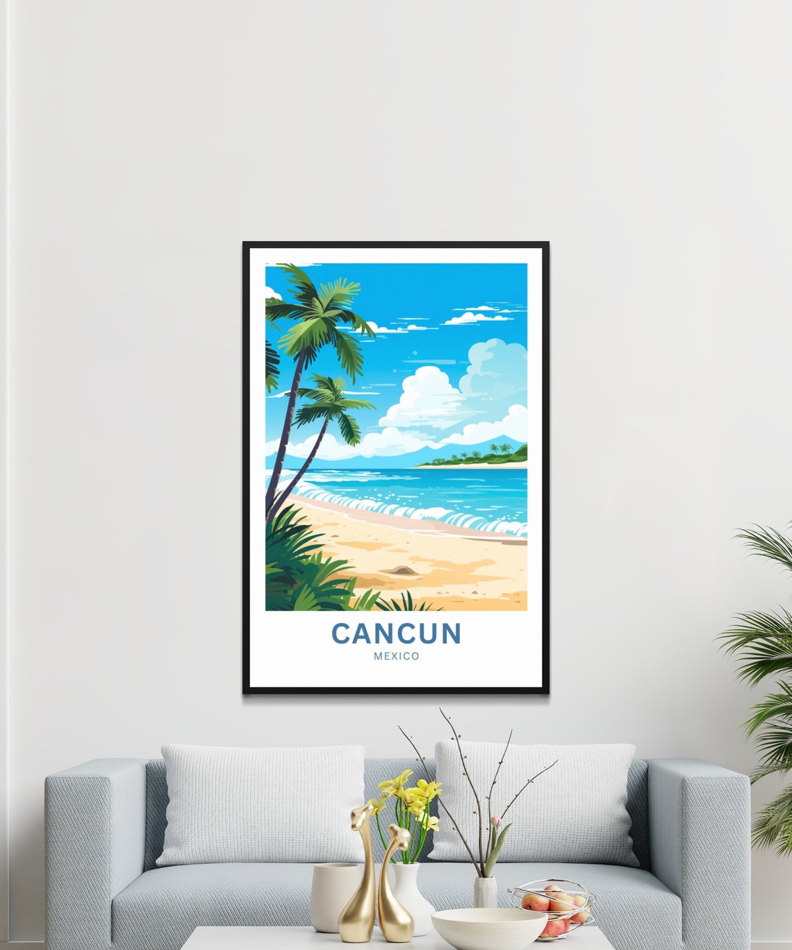Personalized Cancun Travel Print Cancun Poster Mexico Wall Art Framed Present Gift Mexico Present - Image 3