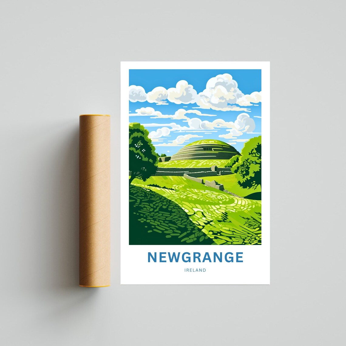 Newgrange Ireland Ancient Burial Mound Green Hillside Travel Poster - Image 4