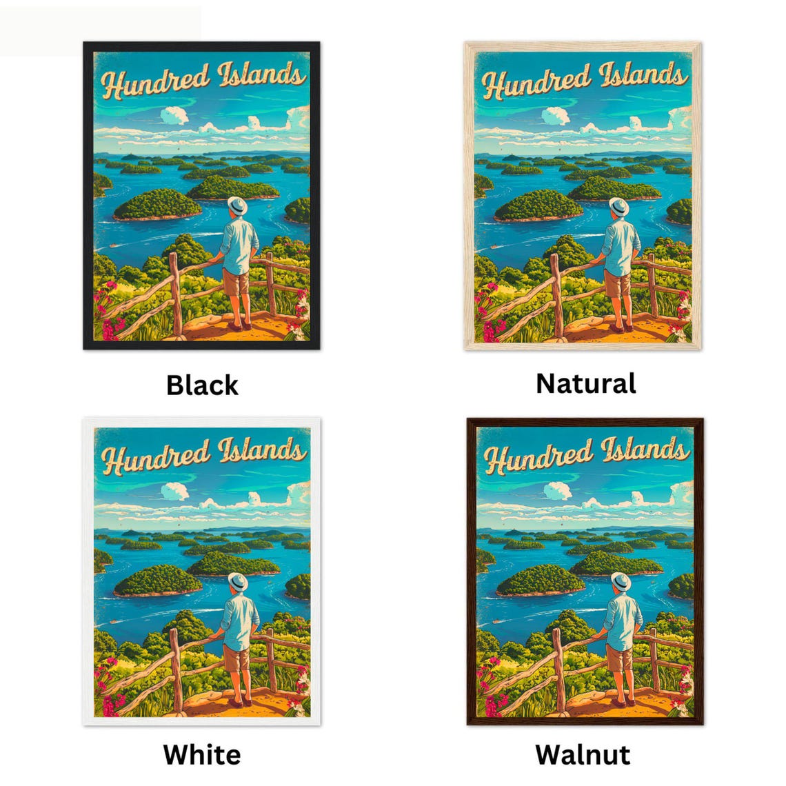 Hundred Islands Philippines Travel Poster Tropical Islands Sea View - Image 4