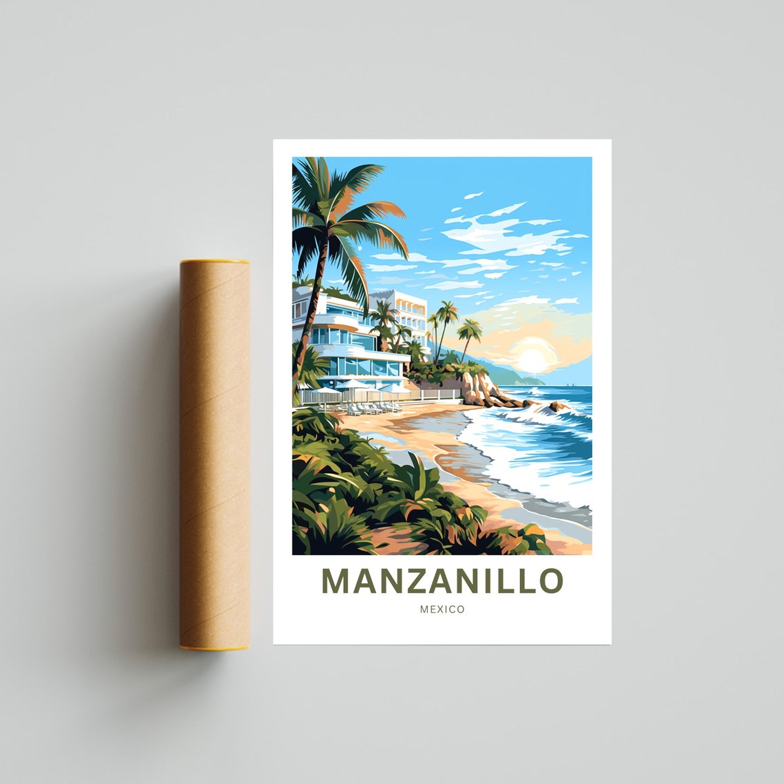 Personalized Manzanillo Travel Print Manzanillo Poster Mexico Wall Art Framed Present Gift Mexico Present - Image 4