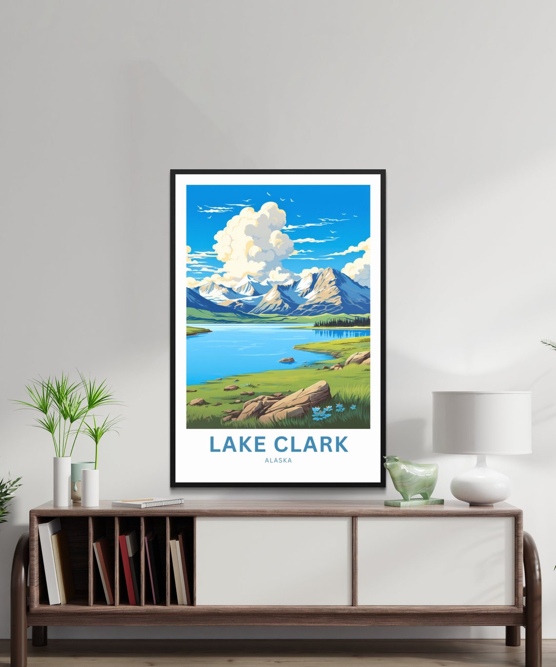 Lake Clark Alaska Blue Lake Peaks Wilderness Personalized Poster - Image 3