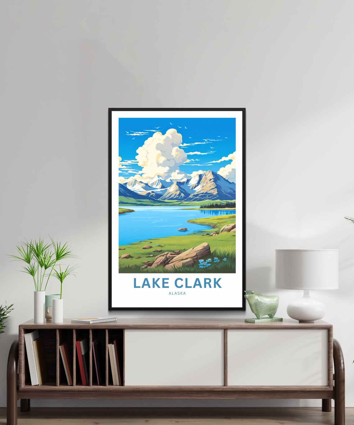Lake Clark Alaska Turquoise Lake Snowy Mountains Cloud Travel Poster - Image 3