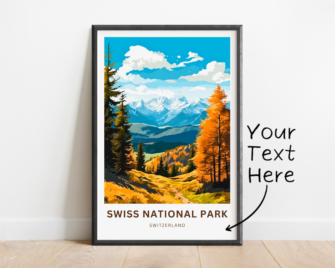 Swiss National Park Autumn Larch Forest Mountain Scene Poster - Image 2