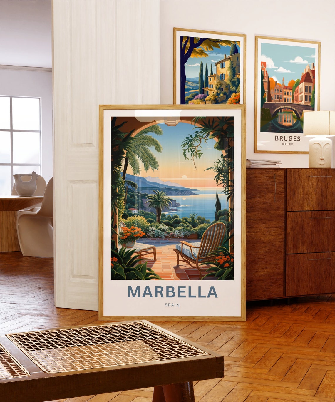 Marbella Spain Sunny Terrace Sea View Palms Sunset Personalized Poster - Image 5