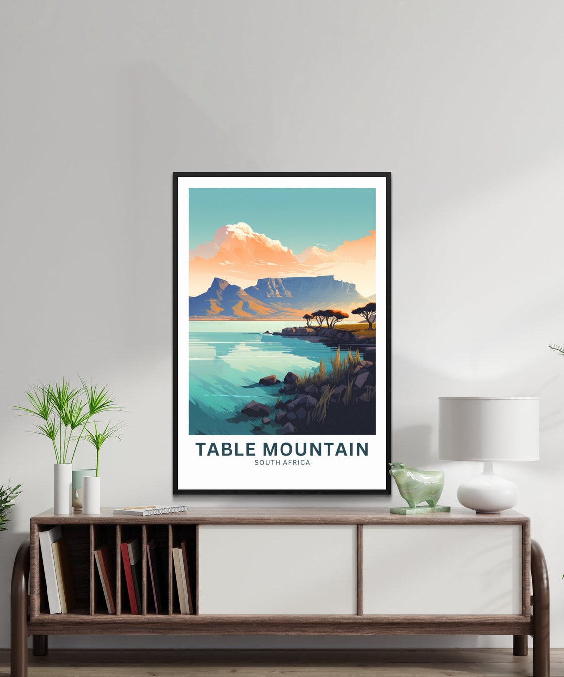 Table Mountain Coastal Sunset Personalized South Africa Poster - Image 2