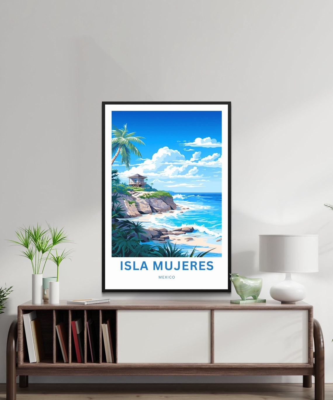 Personalized Isla Mujeres Mexico Cliff Lookout Custom Text Poster - Image 2