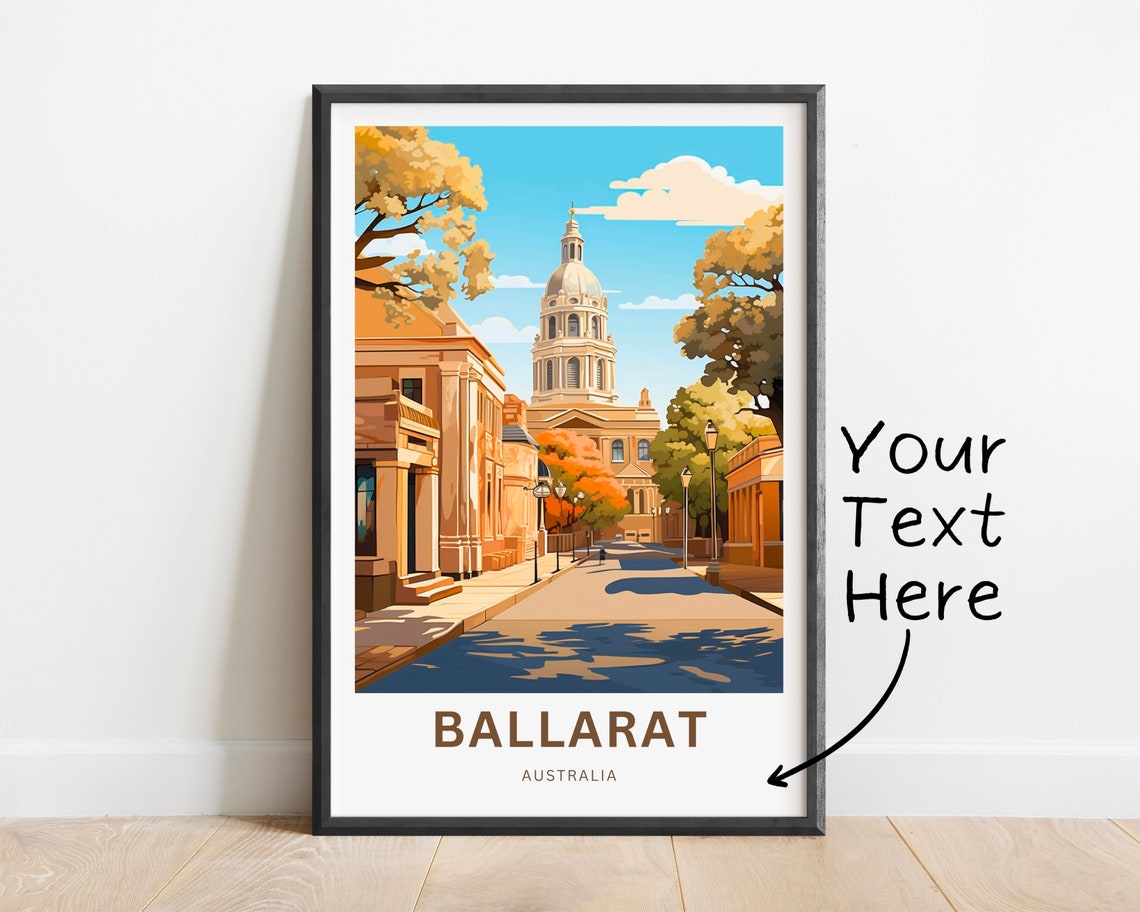 Ballarat Australia Golden Street Scene Dome Tower Custom Poster