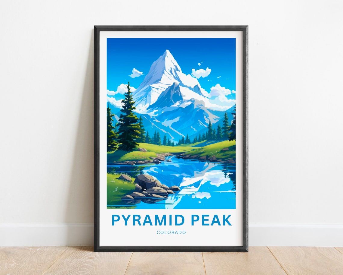 Pyramid Peak Colorado Alpine Lake Mirror Sharp Summit Travel Poster
