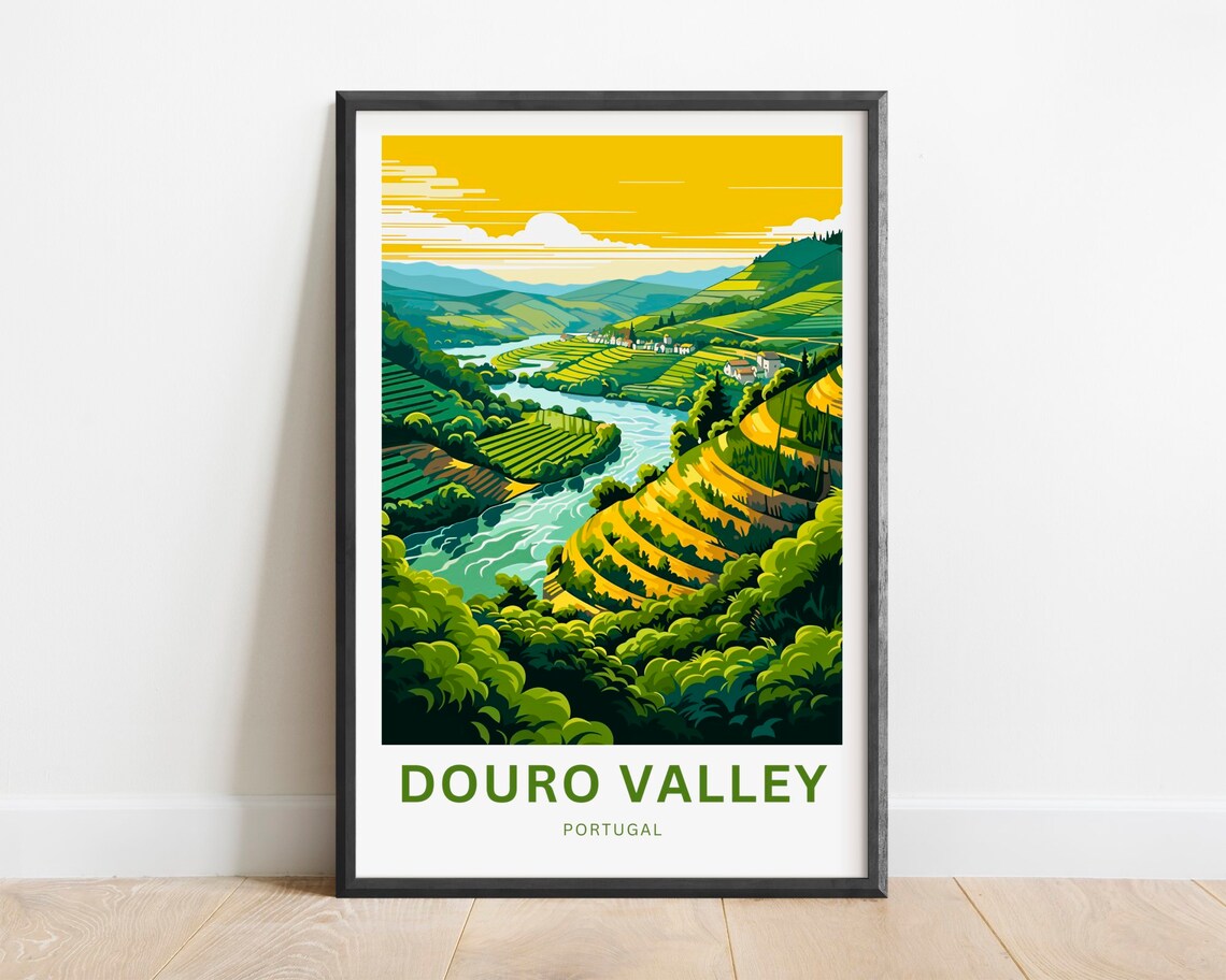 Douro Valley Portugal Golden Valley Sunset River Scene Poster