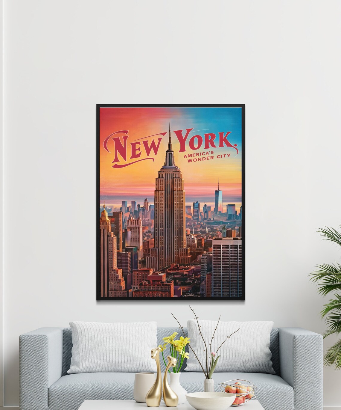 New York Vintage Empire State Building Americas Wonder City Poster