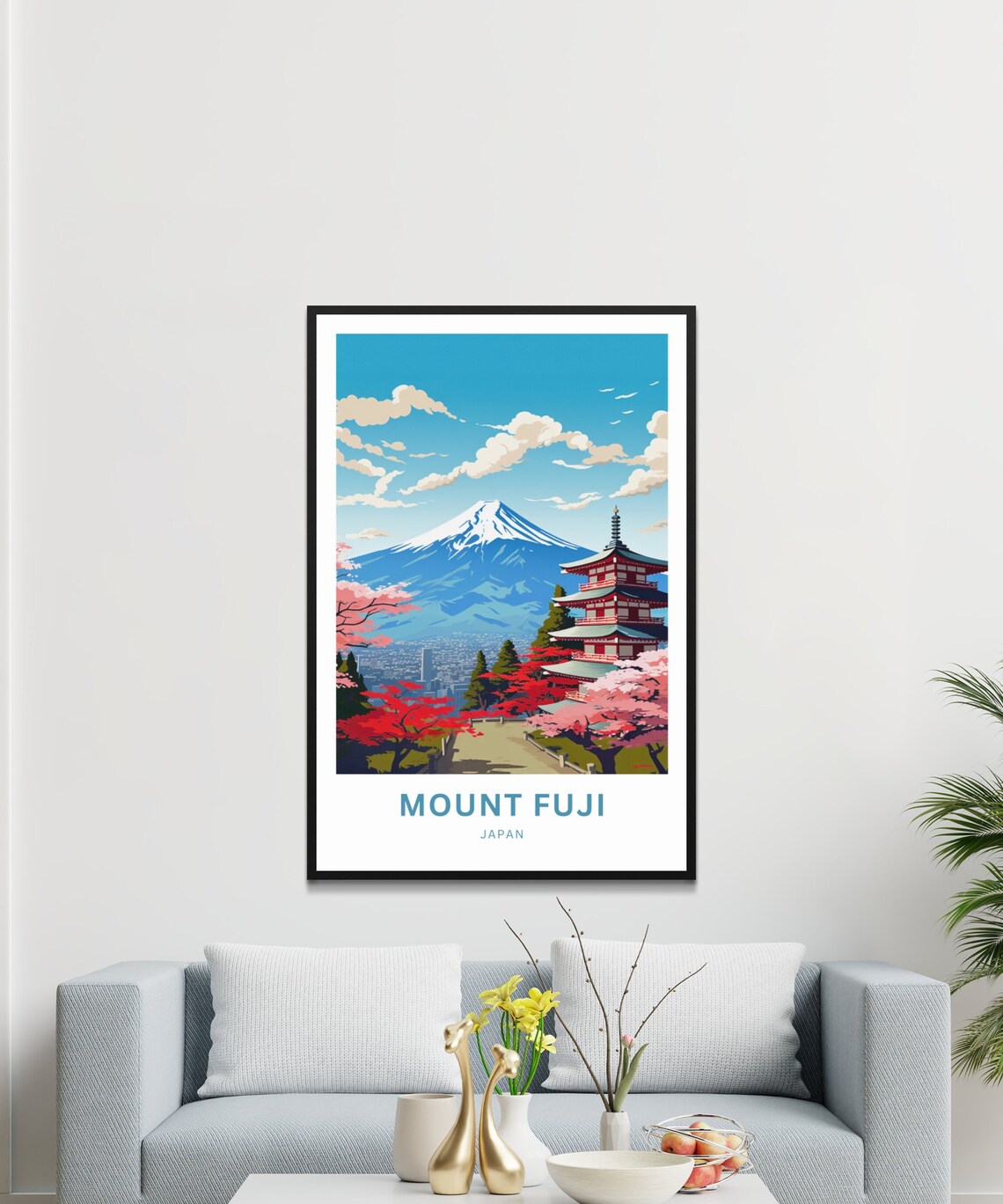 Personalized Mount Fuji Japan Pagoda Cherry Blossom Scene Poster - Image 3