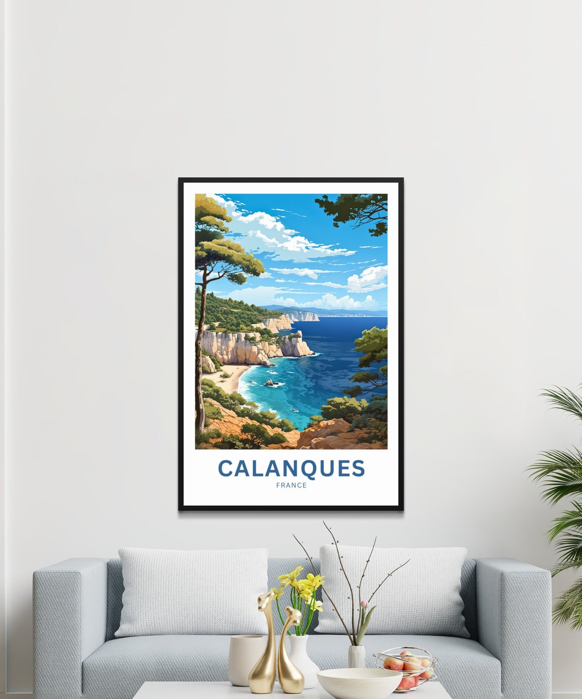 Calanques France White Cliffs Sandy Beach Seaside Scenery Poster - Image 2