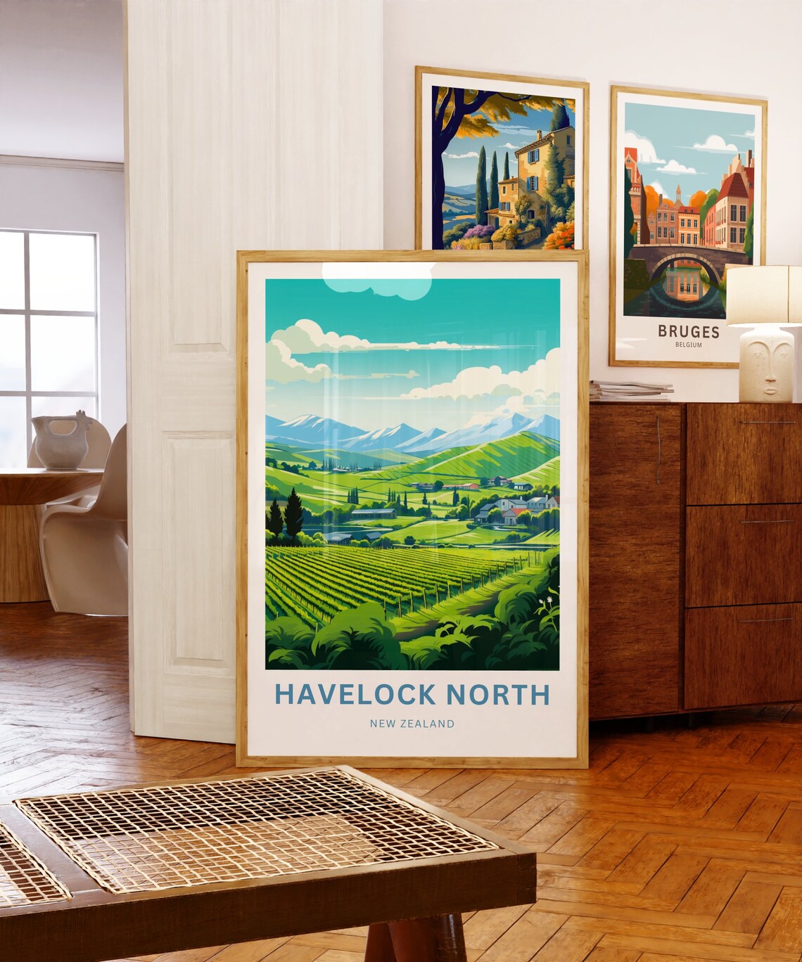 Havelock North New Zealand Vineyard Hills Vintage Travel Poster - Image 5
