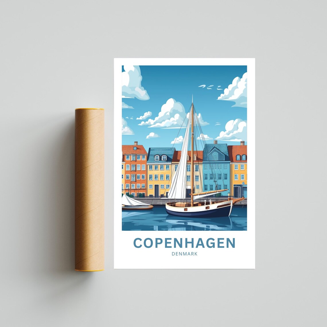 Copenhagen Denmark Nyhavn Harbor Colorful Sailboat Travel Poster - Image 4