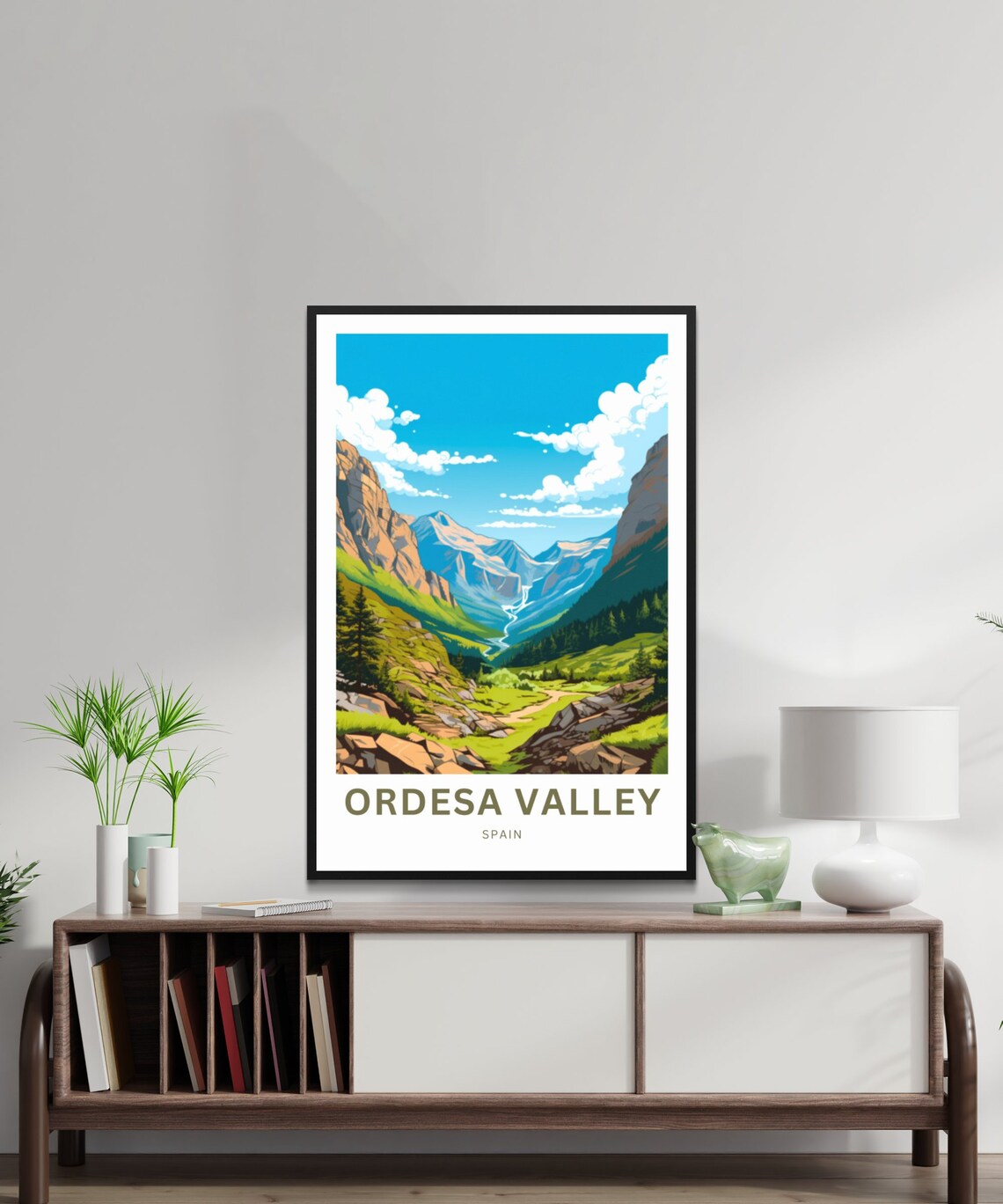 Ordesa Valley Spain Pyrenees Waterfall Valley Green Travel Poster - Image 2