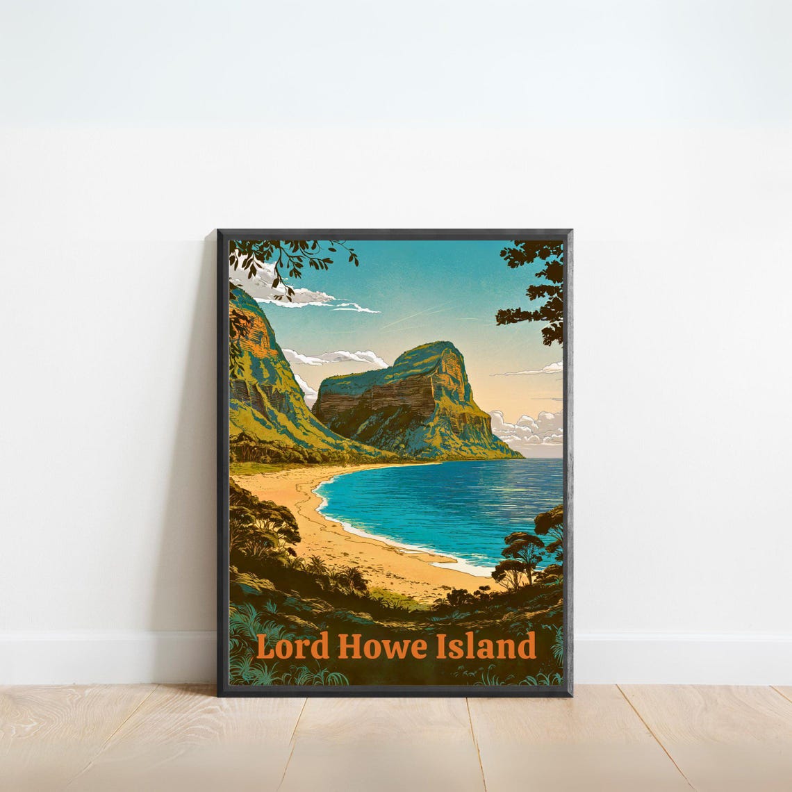 Lord Howe Island Australia Coastal Cliffs Beach Travel Poster