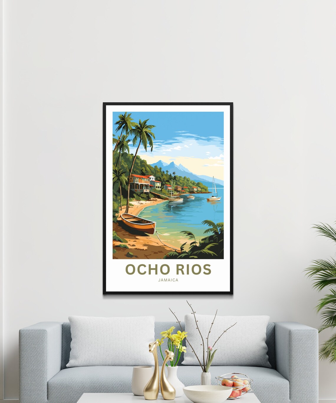 Ocho Rios Jamaica Custom Name Palm Beach Tropical Cove Poster - Image 3