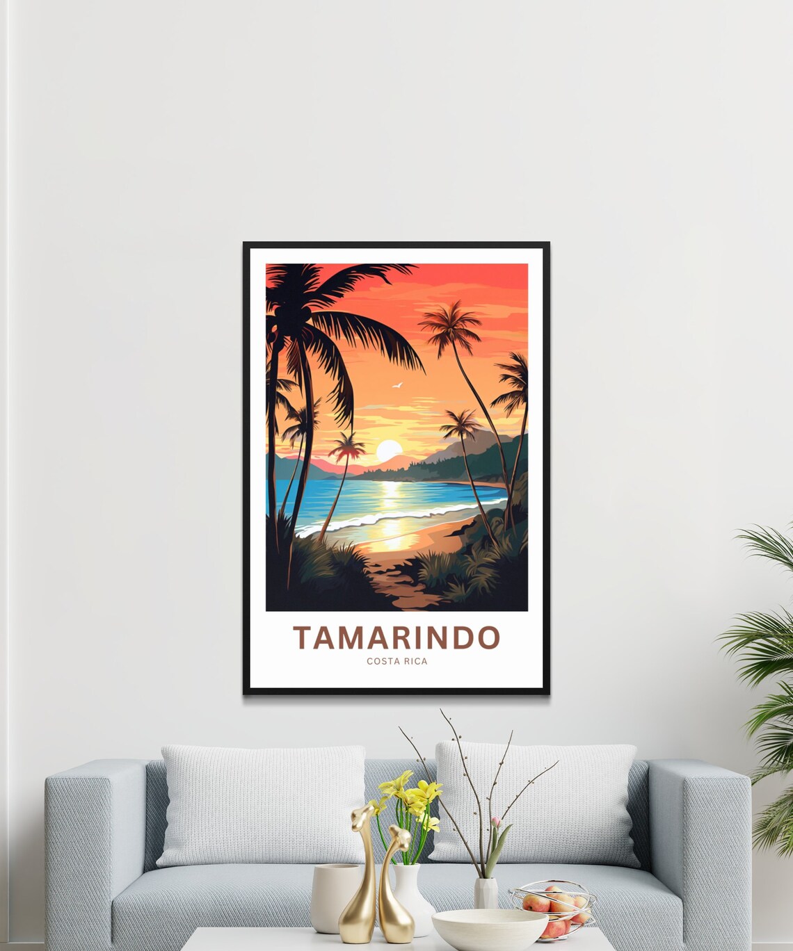 Tamarindo Costa Rica Custom Text Beach Sunset Palms Travel Poster - Image 3