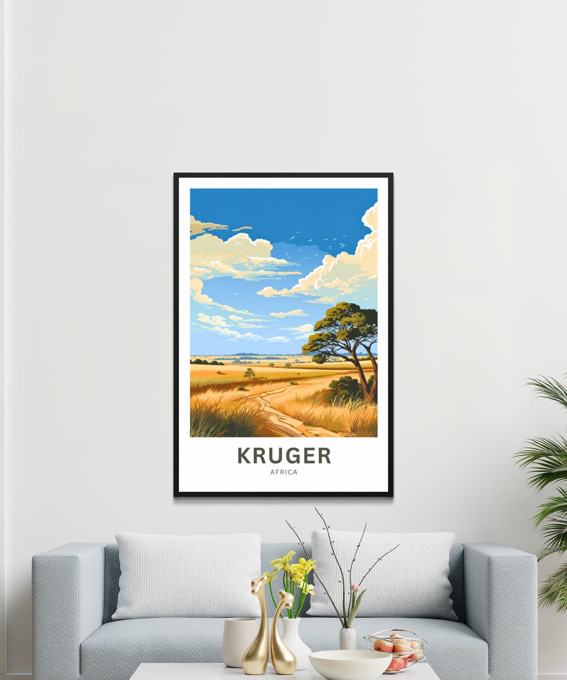 Kruger Africa Savanna Path Acacia Tree Golden Hour Travel Poster - Image 2