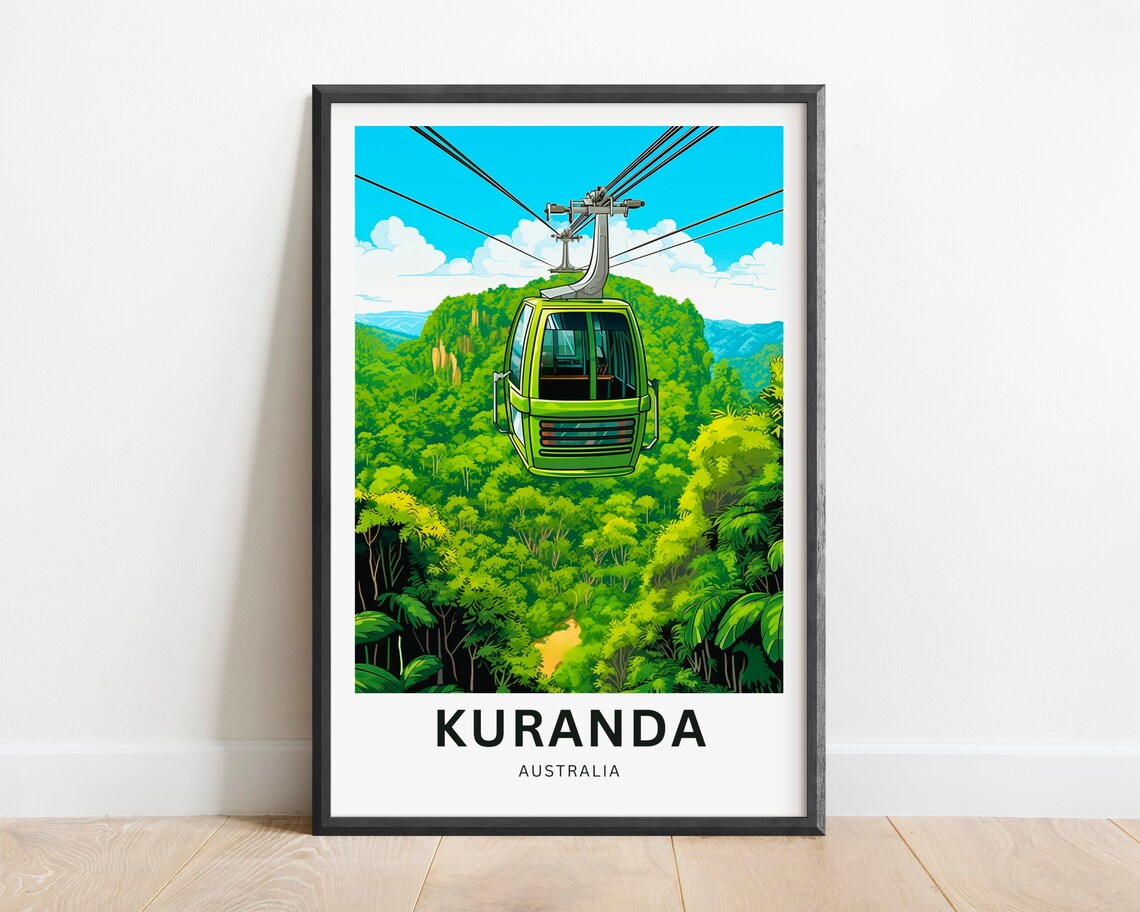 Kuranda Australia Rainforest Cable Car Vintage Travel Poster Gift