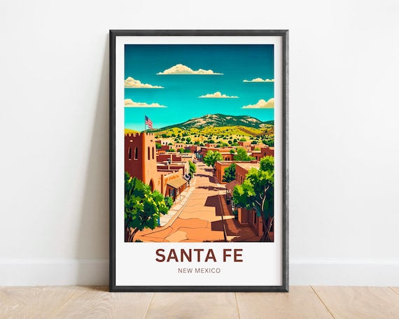 Santa Fe New Mexico Adobe Old Town Street Desert Travel Poster