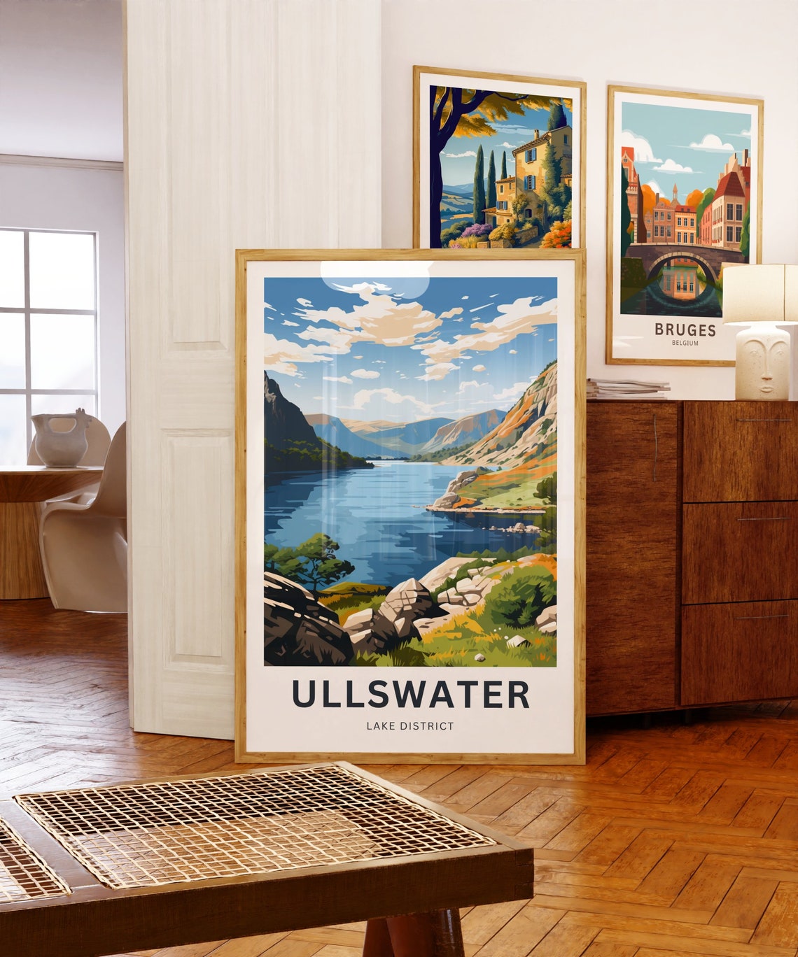 Ullswater Lake District Hilltop Lake View Illustrated Poster - Image 5