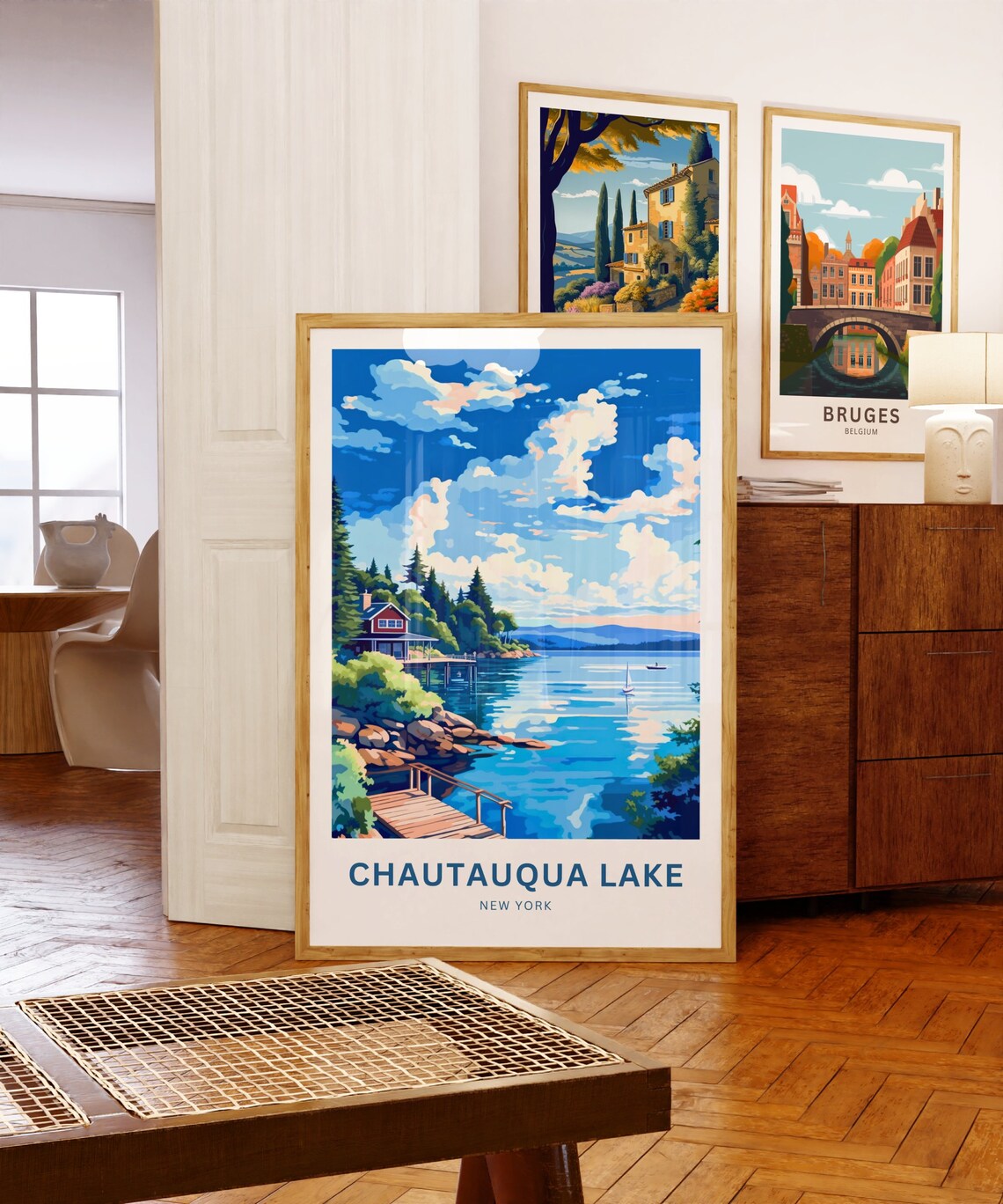 Chautauqua Lake New York Lakeside Cabin Sailboats Travel Poster - Image 5