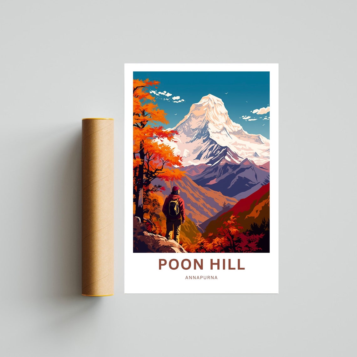 Poon Hill Annapurna Trekker Autumn Vista Customizable Poster - Image 4