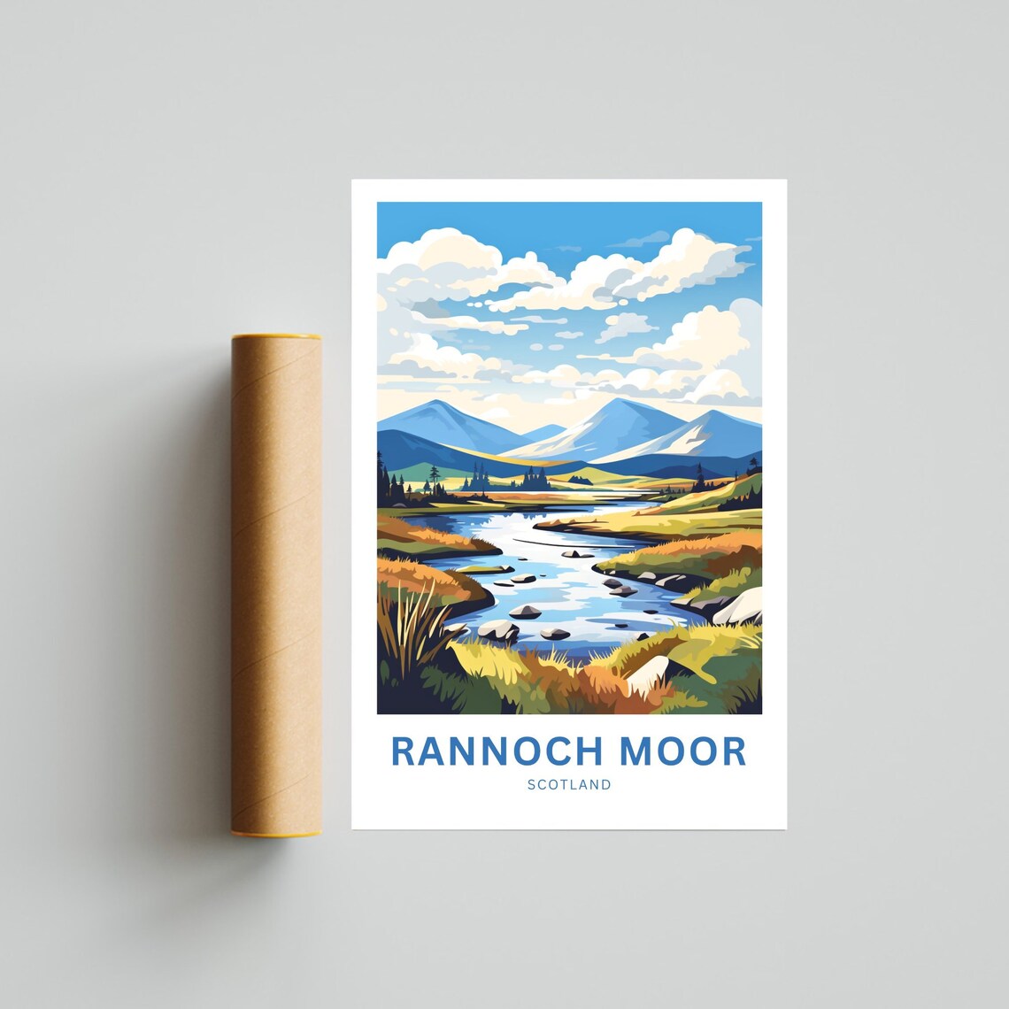 Rannoch Moor Scotland River Valley View Personalized Travel Poster - Image 4