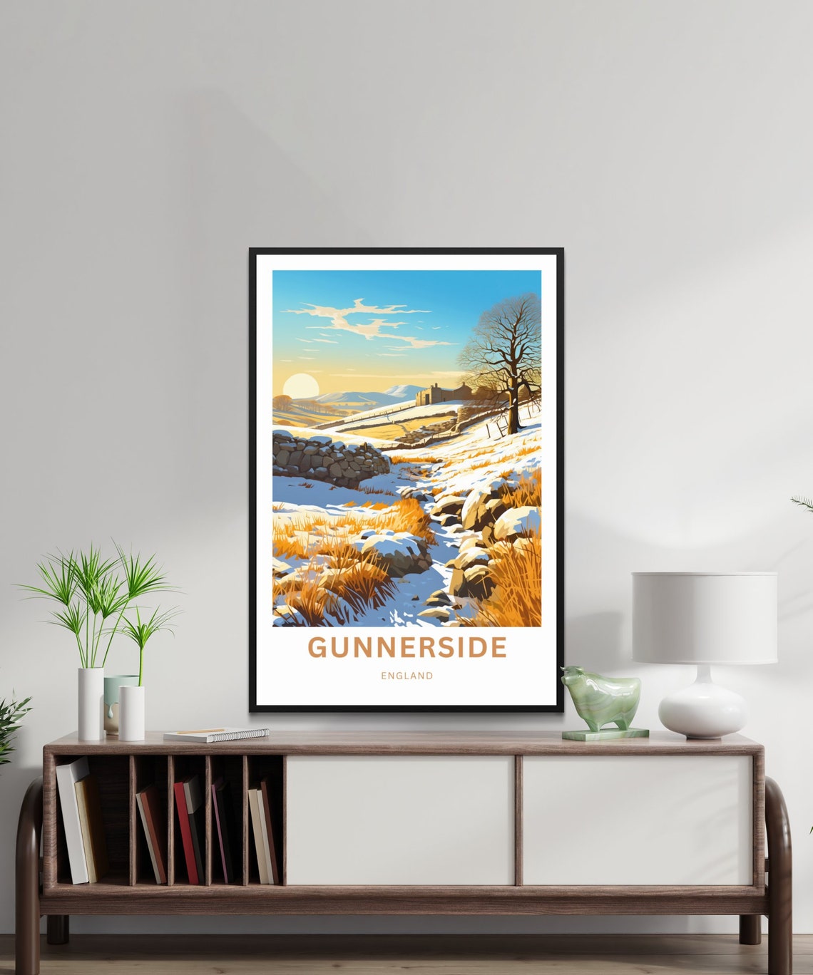 Gunnerside England Winter Snow Stone Wall Landscape Travel Poster - Image 4