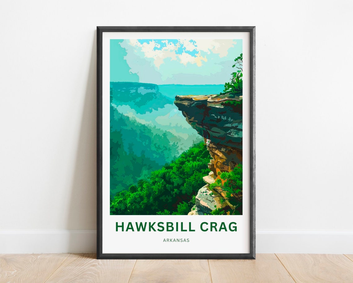 Personalized Hawksbill Crag Arkansas Misty Bluff Scenic Travel Poster