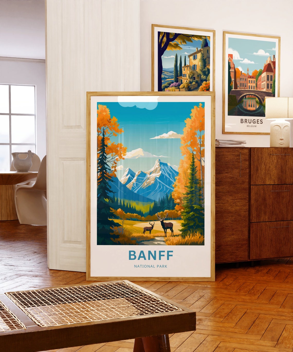 Personalized Banff National Park Elks Autumn Custom Text Poster - Image 5