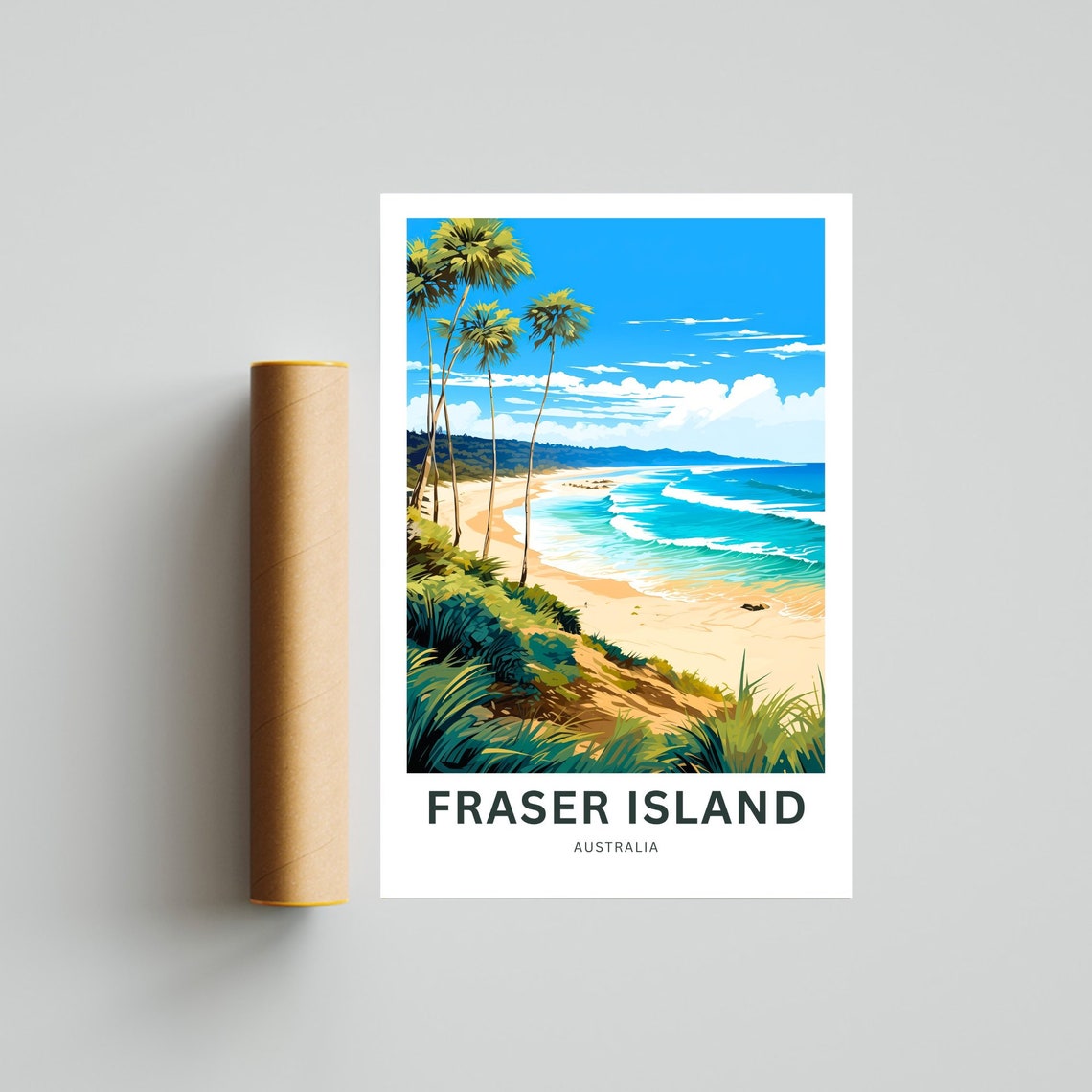 Personalized Fraser Island Australia Custom Text Beach Travel Poster - Image 4