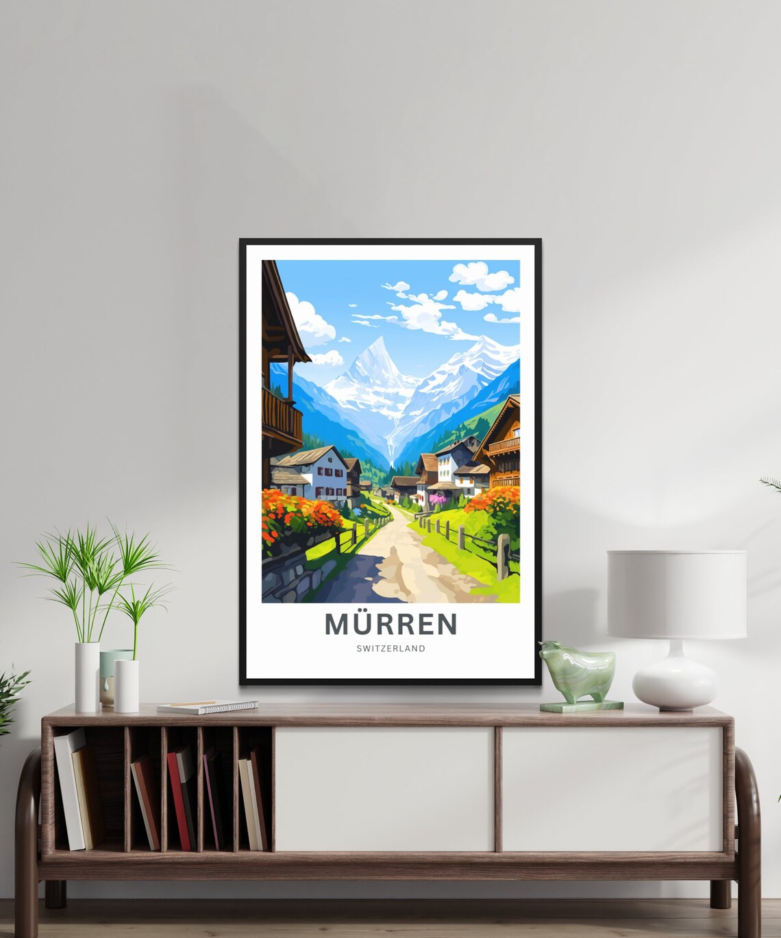 Murren Switzerland Alpine Village Mountain Retro Travel Poster - Image 2