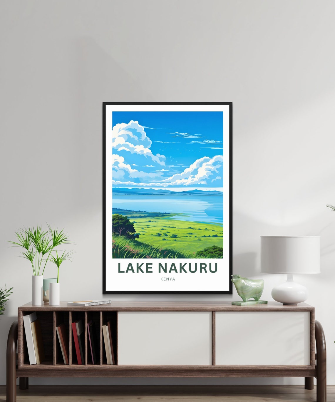 Lake Nakuru Kenya Scenic Dramatic Clouds Over Blue Lake Poster - Image 2
