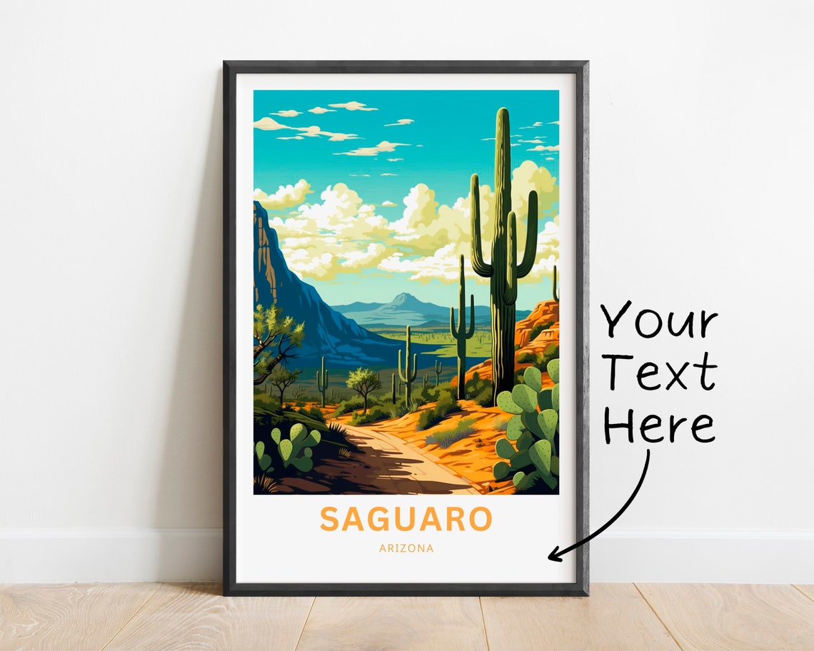 Personalized Saguaro Arizona Desert Canyon Cactus Custom Poster