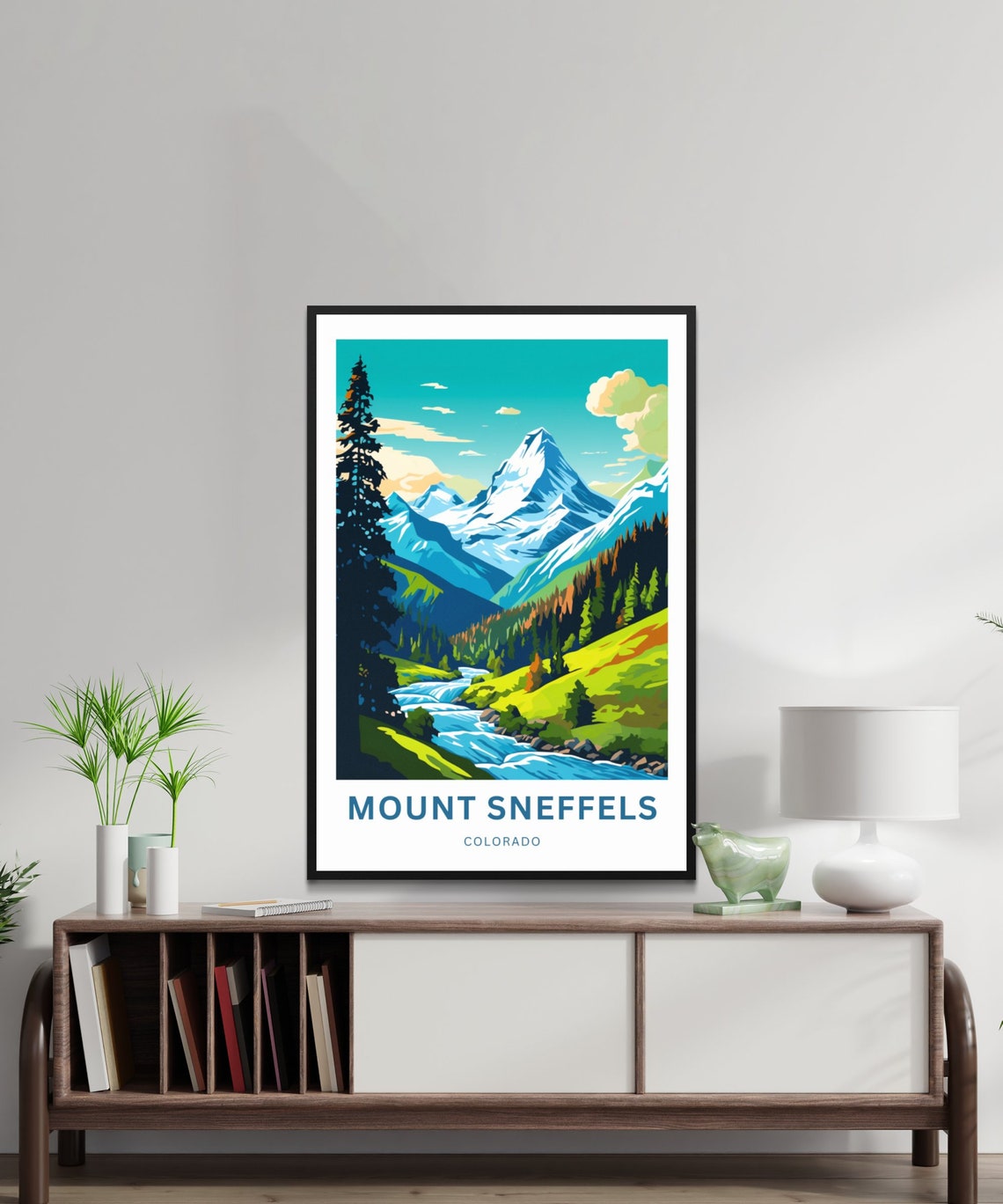 Mount Sneffels Colorado Snowy Peaks Alpine Stream Valley Travel Poster - Image 2