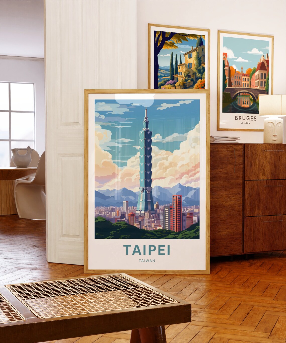 Taipei Taiwan Iconic 101 Skyscraper City Skyline Clouds Travel Poster - Image 5