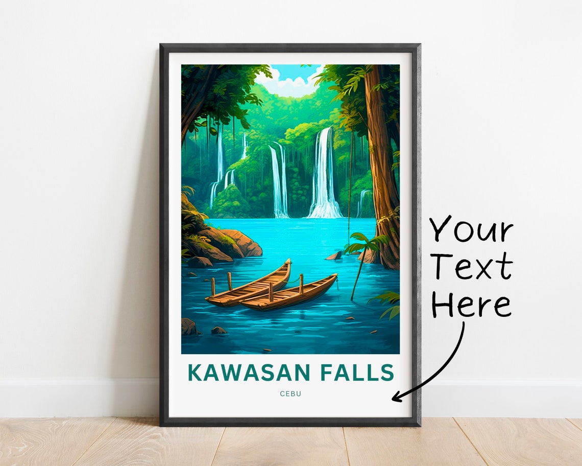 Personalized Kawasan Falls Cebu Custom Text Jungle Falls Travel Poster