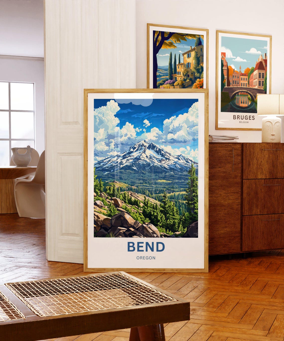 Bend Oregon Rugged Rocky Ridge Forest Mountain View Travel Poster - Image 5