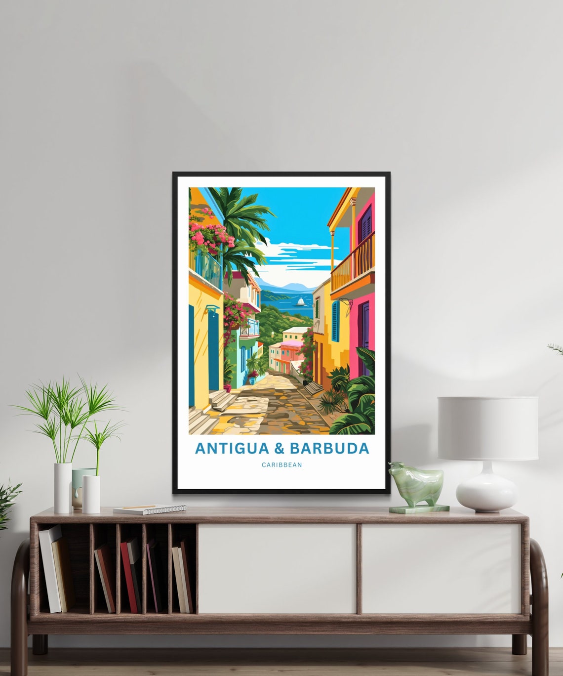 Antigua And Barbuda Travel Print Antigua And Barbuda Poster Caribbean Wall Art Gift Antigua And Barbuda Decor Present Personalized Text - Image 2