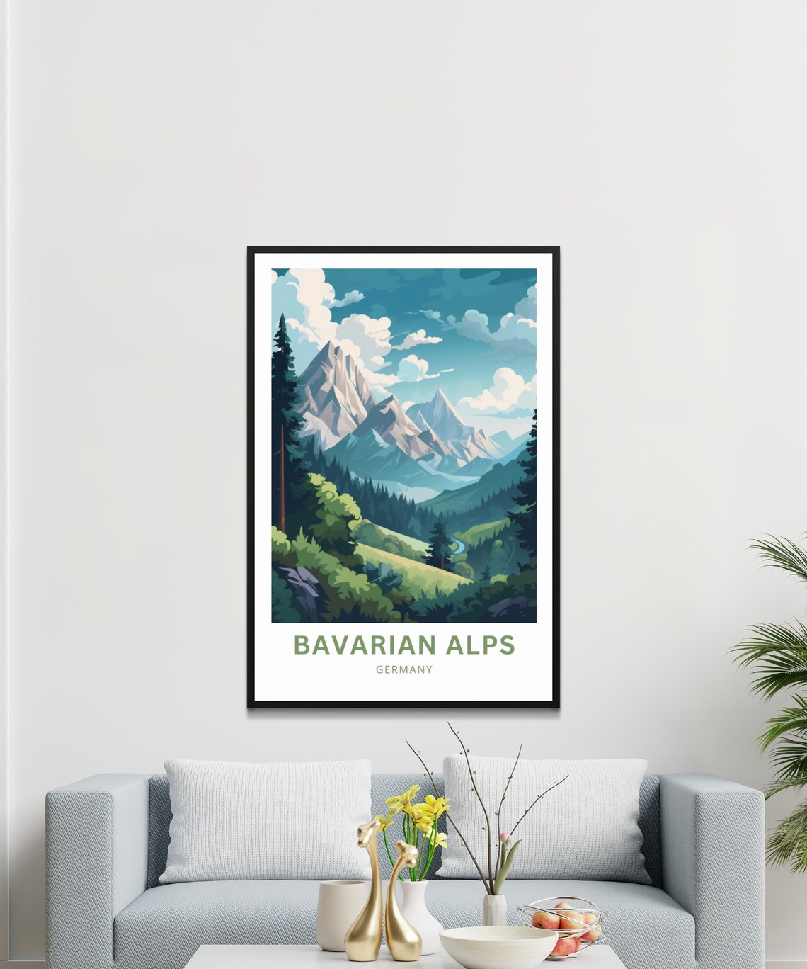 Bavarian Alps Germany Forest Valley Snowy Peaks Art Travel Poster - Image 3
